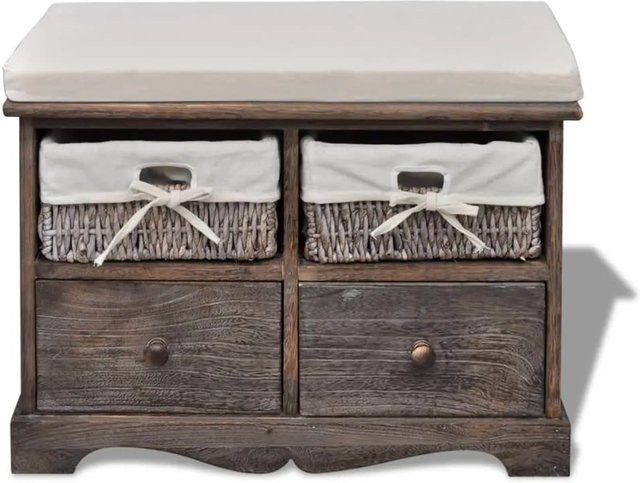 vidaXL Sitzbank mit Stauraum aus Paulownia-Holz in Braun, B/T/H: 62 x 33 x 42 cm - Bild 1