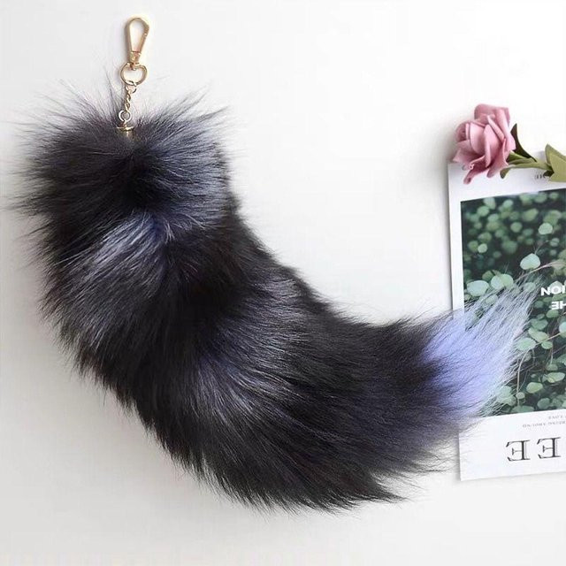YIRAN Schlüsselanhänger Kunstfell Fuchsschwanz, gray, Unisex - Bild 1