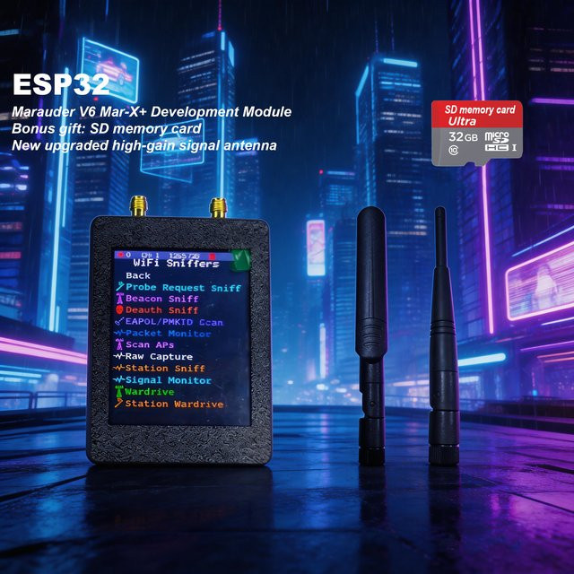 KUXA ESP32 Marauder V6 Drahtloses Verbindungswerkzeug mit 2,8-Zoll-Display, WLAN und Bluetooth in Schwarz - Bild 1