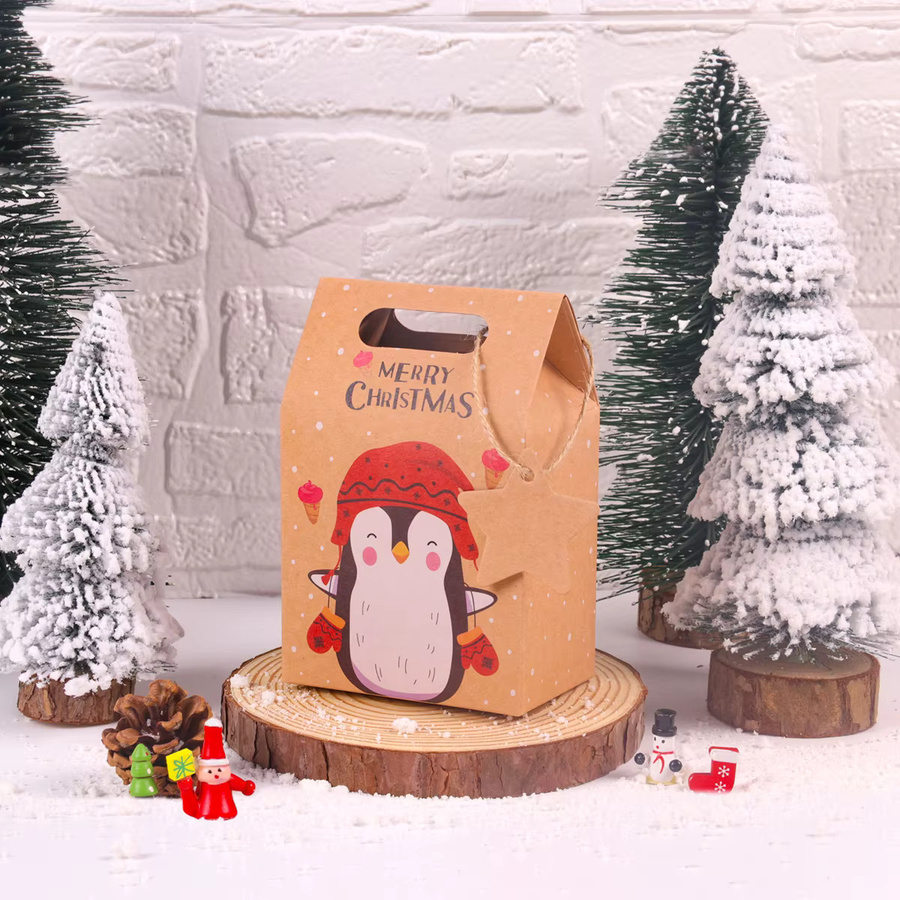 joy-enlife Weihnachts-Geschenkboxen aus Kraftpapier mit Etikett in Braun für Weihnachtsfeier und Neujahr, 6 Stück - Bild 3