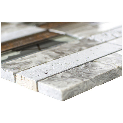 HuH Mosaik Wandfliese Day in Grau mit Steinoptik und Glaseffekt, B/L: 29,8 x 29,8 cm - Bild 2