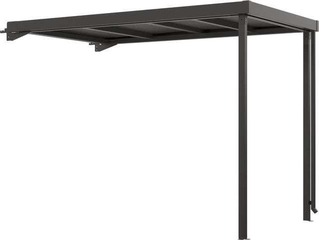 Floraworld Seitenanbau Gewächshaus in Schwarz-Metallic mit Regenrinne, B/T/H: 274 x 314 x 218 cm - Bild 1