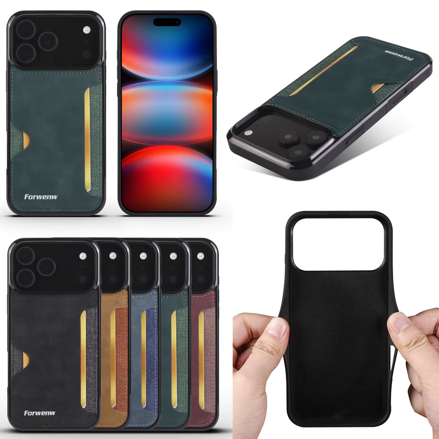 Carcasa Retro-Leder-Handyhülle für Apple iPhone 17 16 15 14 13 12 11 Pro Max mit luxuriöser Karten-Einsteckfunktion - Bild 1