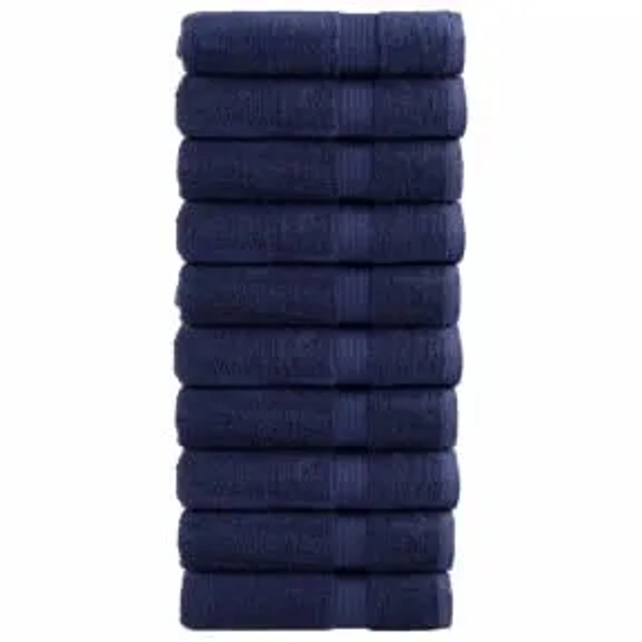 vidaXL Premium-Handtuch-Set aus Baumwolle, 10 Stück, Marineblau, Breite: 50 cm, Länge: 100 cm, 600 g/m2 - Bild 2