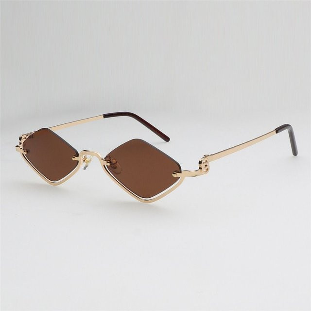 Card Chan Sonnenbrille, Halbrand, Cat-Eye, Gold, Damen & Herren - Bild 1