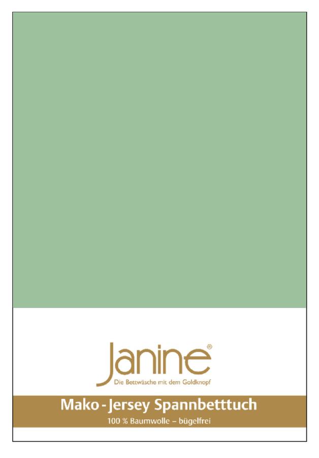 Janine Mako Jersey Spannbetttuch Bettlaken aus Baumwolle, Farbe: Lind, B/T: 140-160 x 200 cm - Bild 1