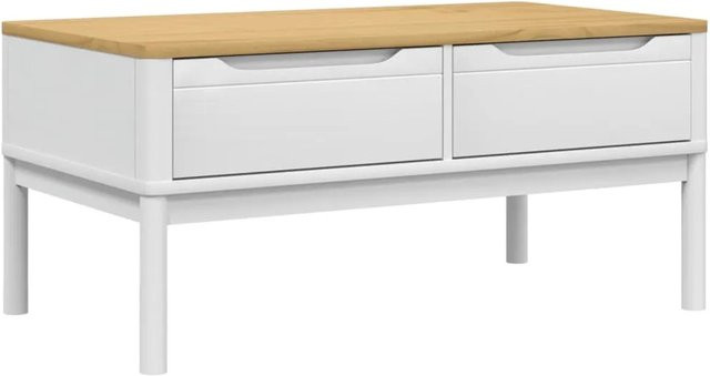 vidaXL Couchtisch FLORO in Weiß aus massivem Kiefernholz, B/T/H: 99 x 55,5 x 45 cm - Bild 1
