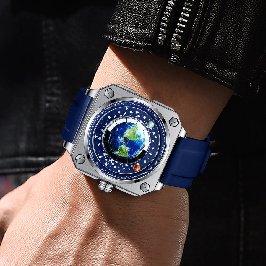 BINBOND Armbanduhr Quarz, Silikon, Blau, Silber, Herren - Bild 4