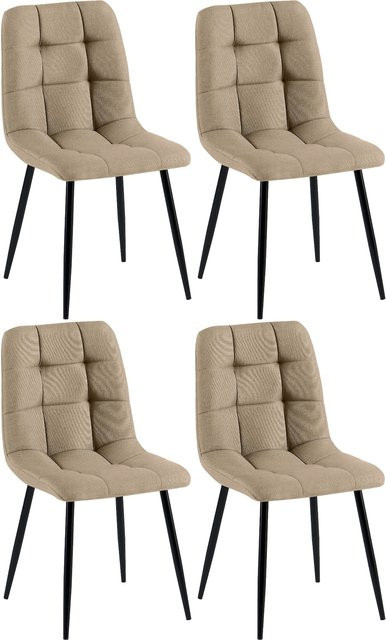 CLP 4er Set Esszimmerstühle Tilde, moderne Polsterstühle mit gestepptem Microfaser-Bezug und Metallgestell - Bild 1