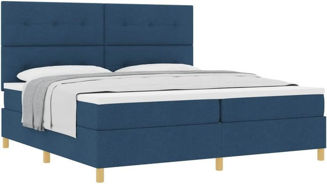 vidaXL Boxspringbett mit Matratze und Kopfteil in Blau, B/T: 200 x 200 cm - Bild 1
