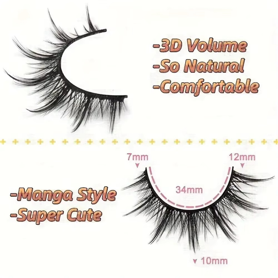 LIMEIKAI Manga-Wimpern, 7 Paar, 3D-Volumen, Unisex, natürlich - Bild 3