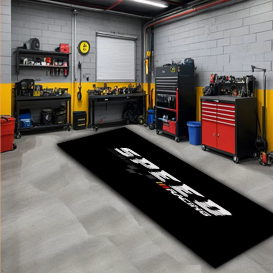 VIKAMA SPEED Racing Motorradmatte, rutschfeste und ölabsorbierende Garagenbodenmatte in Schwarz - Bild 4
