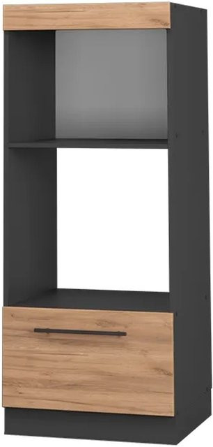 Vicco Mikrowellenschrank Fame-Line Goldkraft in Eiche und Anthrazit mit offenen Fächern, Breite: 60 cm, Höhe: 153 cm, Tiefe: 45,03 cm - Bild 1