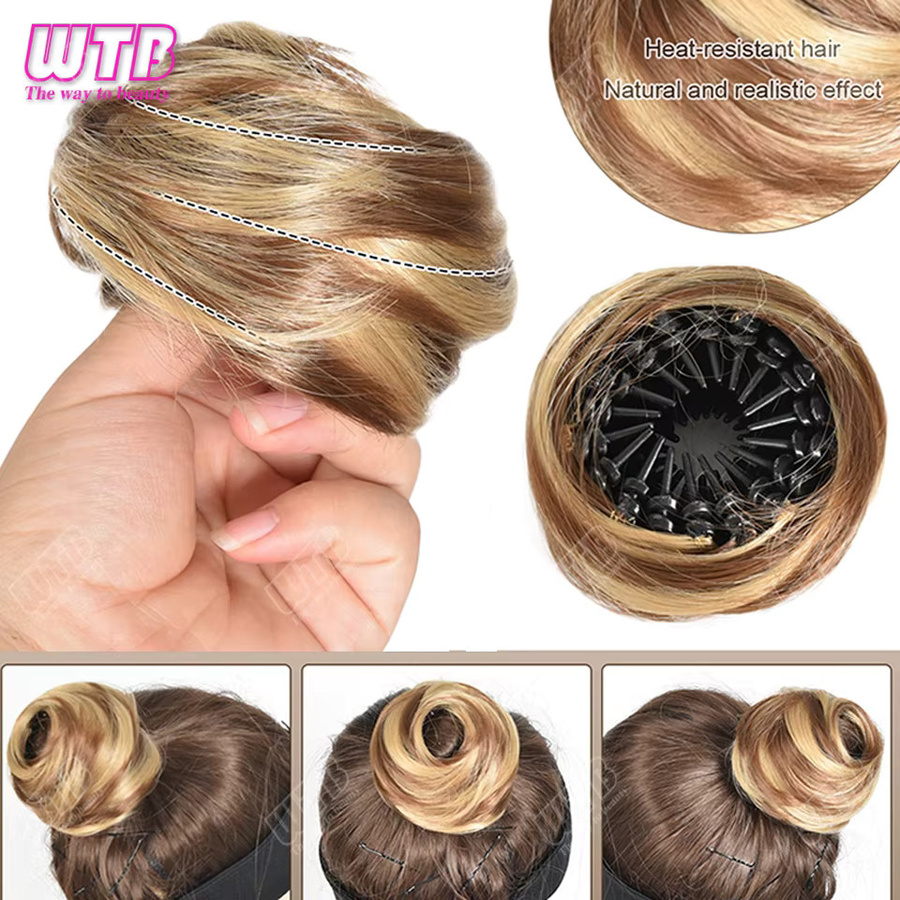 WTB Synthetische Messy Bun Haarteile, Gerade, Mini Haarspange - Bild 5