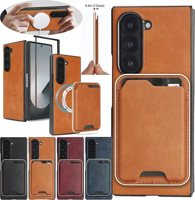 2-in-1 Ultradünne Hülle mit Wireless Charger und Wallet für Samsung Galaxy Z Fold 7 6 5 4 3 in Blau - Bild 1