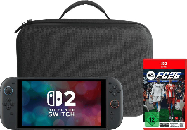 Nintendo Switch Handheld Konsole mit EA Sports FC 26 und BlueBuilt Travel Case in Schwarz - Bild 1