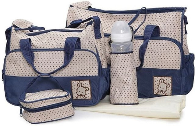 Moni Wickeltasche Stella Set in Blau mit Wickelunterlage und Isoliertasche für Babyflaschen - Bild 1