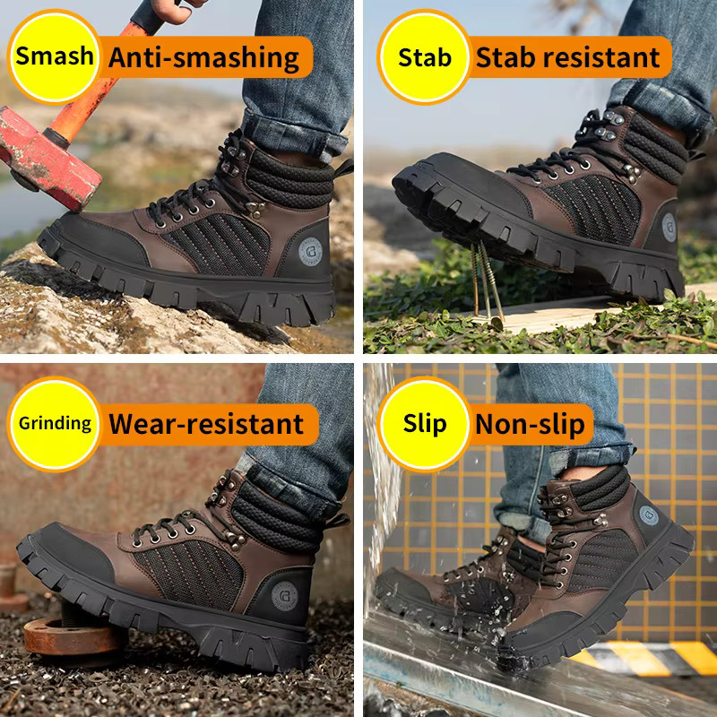 Sicherheitsschuhe für Männer als Arbeitsturnschuhe mit Stahlkappe und Anti-Punktion in Grün - Bild 4