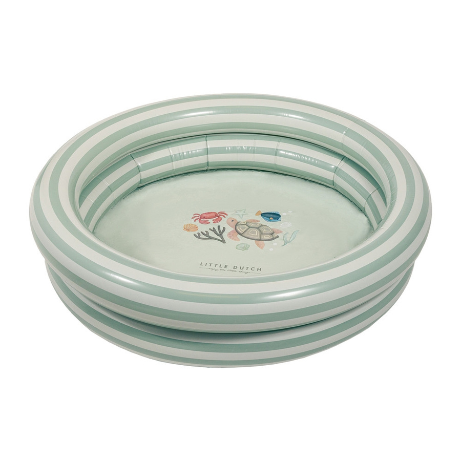 Little Dutch Planschbecken für Kinder, aufblasbar, Farbe: Grün/Weiß, Durchmesser: 80 cm - Bild 1