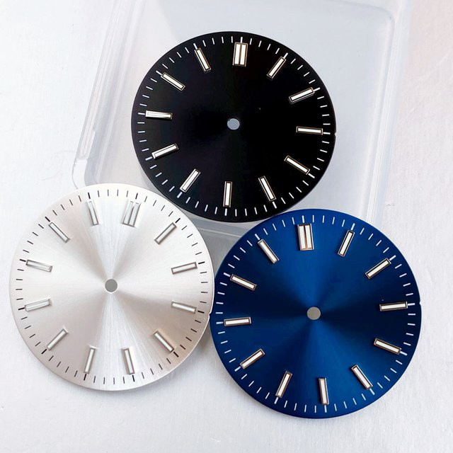 Tandorio Zifferblatt, Silber/Blau/Schwarz Sunburst, 32 mm - Bild 1