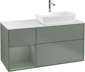 V&B Waschtischunterschrank Finion mit Wandbeleuchtung in Eiche lackiert, Breite: 120 cm, Tiefe: 50,1 cm, Höhe: 50,1 cm - Bild 1