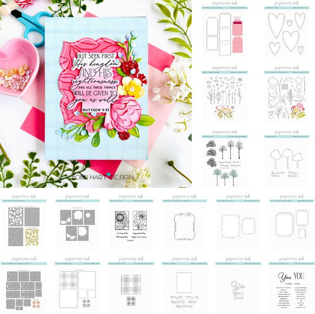 Postage Stencil Collection Big Sentiments Hello Metall-Stanzformen und Stempel-Set mit Blumenrahmen für Scrapbooking und Bastelalben, Mehrfarbig - Bild 1