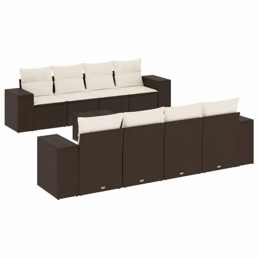 vidaXL 9-teilige Garten-Sofagarnitur aus Polyrattan in Braun mit Tisch und Kissen inklusive Stauraum - Bild 2