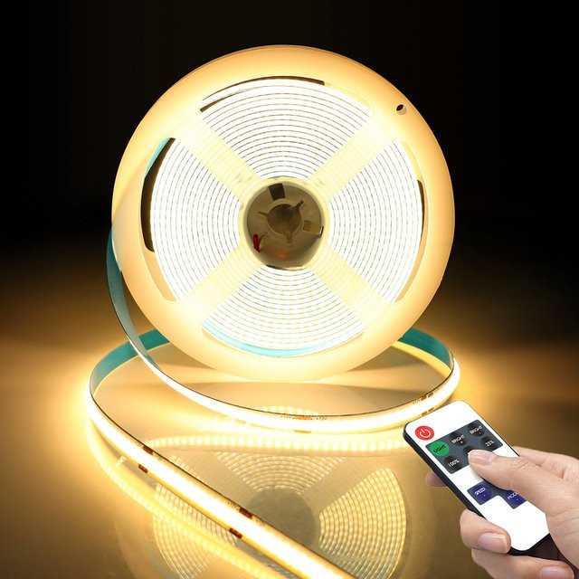 CHNAITEKE Dimmbarer COB-LED-Streifen mit RF-Fernbedienung und USB-Anschluss, Farbe: Weiß/Warmweiß - Bild 1
