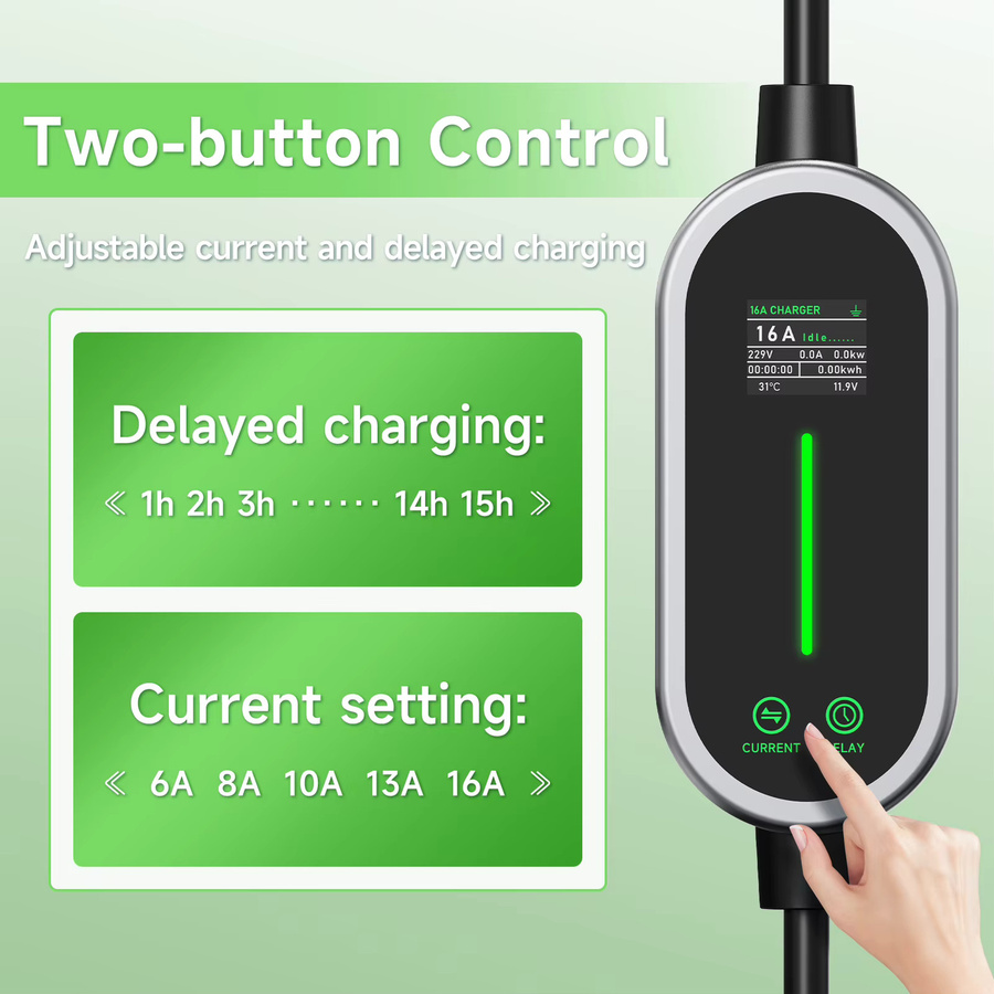 AFYEEV Tragbares EV-Ladegerät für Tesla mit EU-Stecker, 16A 3600W, 5m Kabel, Farbe: Schwarz, kompatibel mit Tesla Model X, Y, S, 3 und Cybertruck - Bild 3