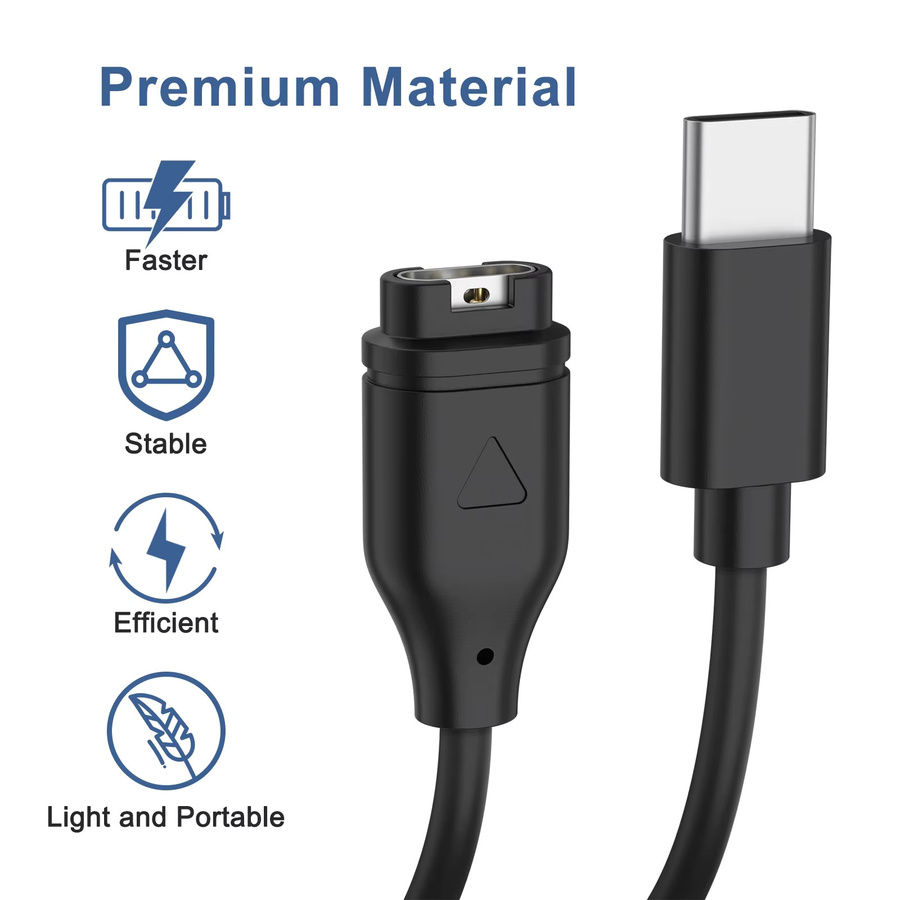 Garmin Uhren Ladegerät Kabel, USB-C, Schwarz, Unisex - Bild 1