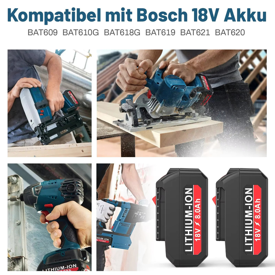 Bosch GBA 18V 8,0Ah Professioneller Li-Ionen-Akku mit LED in Schwarz für Bosch 18V Ladegeräte - Bild 4