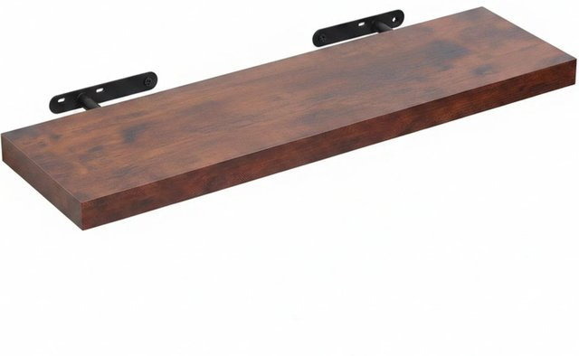 Relaxdays Wandregal im Industrial Design aus MDF und Eisen, Farbe Braun, B/T/H: 100 x 23 x 4 cm - Bild 1