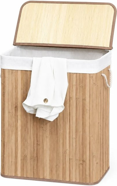 Swiss Aqua Technologies Wäschekorb aus Bambus mit Deckel und herausnehmbarem Beutel, Braun, Volumen: 100 l, B: 31,5 cm, T: 61,5 cm, H: 51,5 cm - Bild 1
