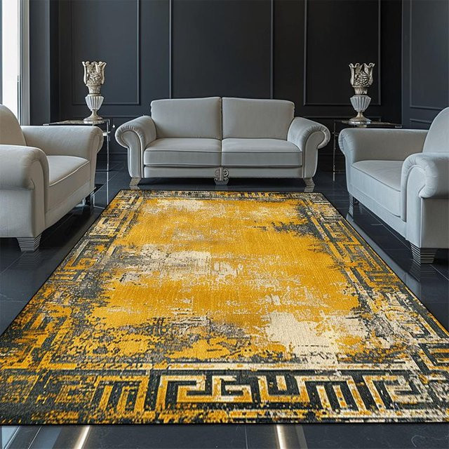 Luxuriöser Teppich von Karpetti in Gold, rutschfest und waschbar, B/T: 120 x 160 cm - Bild 1