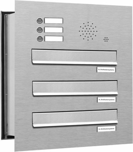 AL Briefkasten für 3 Parteien als Mauerdurchwurf in Silber, B/H/T: 153,276 x 46,0 x 48,0 cm - Bild 1