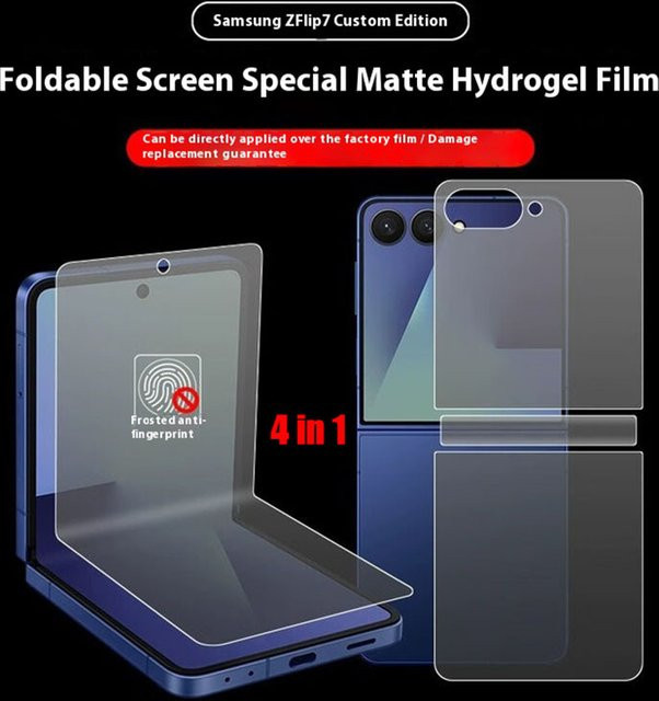 4 in 1 Hydrogel Schutzfolie für Samsung Galaxy Z Flip7 Flip6 Flip5 Flip4 Flip3 Transparent Weiche TPU Vollabdeckung Innen und Außen - Bild 1