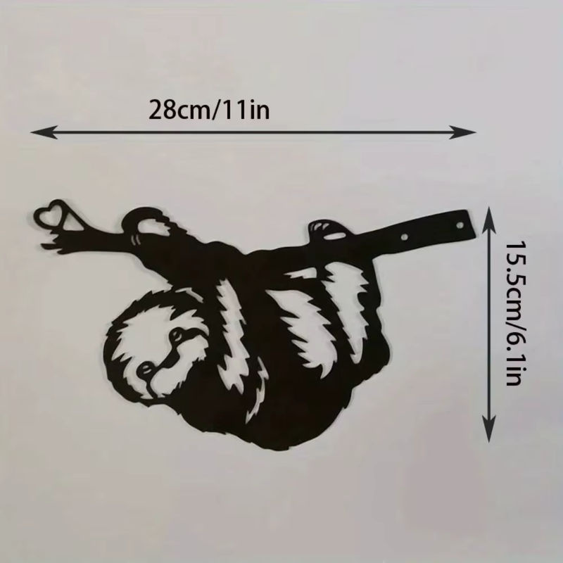 Faultier auf Zweig Wanddekoration aus Metall als Silhouette in Schwarz für Garten und Terrasse - Bild 2
