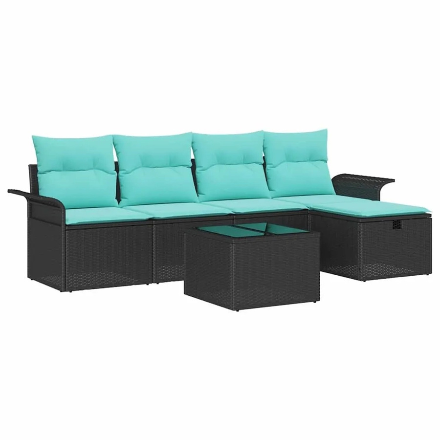 vidaXL Gartenmöbel-Set aus Polyrattan mit L-Form, 6-teiliges Lounge-Set mit Polsterkissen und integriertem Stauraum für Garten und Balkon - Bild 2