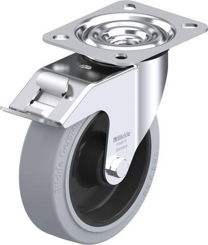 Blickle Lenkrolle LE-POEV 125XR-FI-SG mit Feststeller in Grau und Schwarz, Rad-Durchmesser: 125 mm, Tragfähigkeit: 150 kg - Bild 1