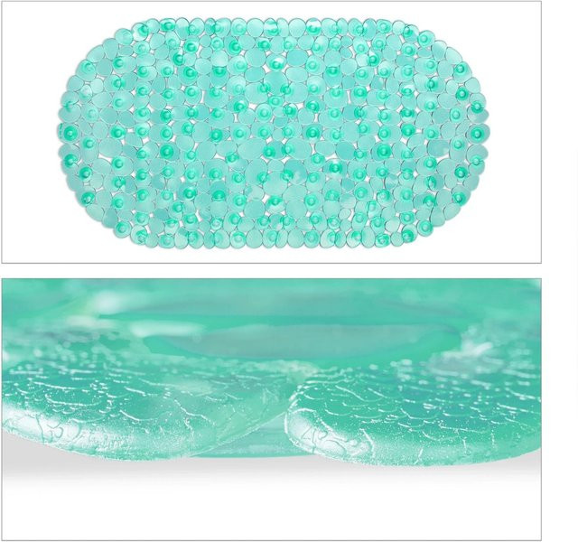 Relaxdays Badewannenmatte in Steinoptik aus PVC, Farbe Grün, B: 68 cm, T: 35,5 cm - Bild 1