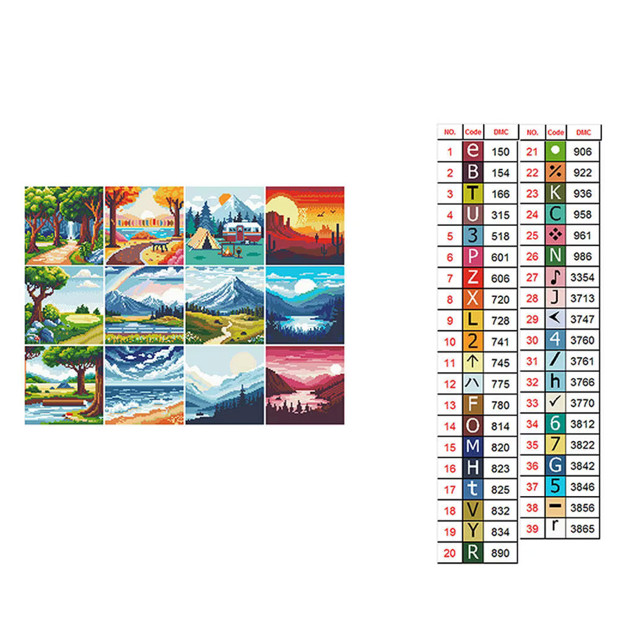 Huacan 12er Set Landschaft Mini Diamantmalerei mit 5D runden Mosaiksteinen im Sonnenuntergang und Meer Design in Multicolour - Bild 5