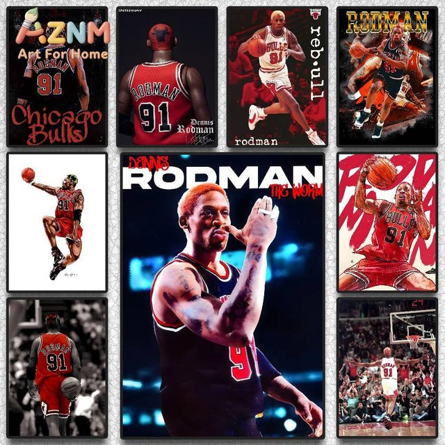 Kayou Basketball-Star Dennis Rodman Poster, selbstklebende Wanddekoration in Mehrfarben, rechteckiges HD-Kunst Poster aus Papier - Bild 1