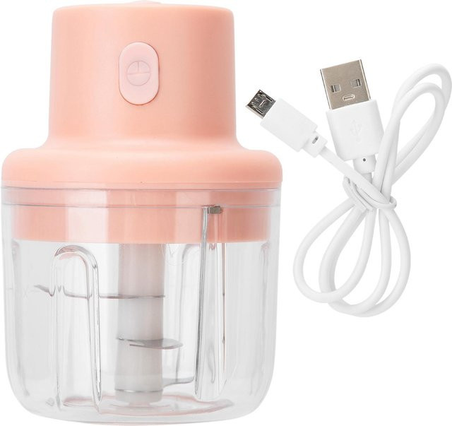 Elektrischer Mini-Fleischwolf von Tooarts in Rosa und Weiß, 250 ml, wiederaufladbarer Küchenschredder mit Edelstahlklingen - Bild 1
