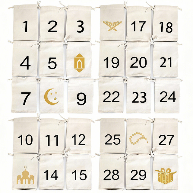 30 Stück Ramadan Adventskalender Geschenktüten für Kinder zum Thema Eid Mubarak und Iftar zur Dekoration - Bild 1