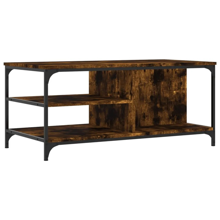 vidaXL Couchtisch in Räuchereiche, rechteckiger Couchtisch aus Holzwerkstoff und Metall, Farbe Braun, B/T/H: 100 x 50 x 45 cm - Bild 2