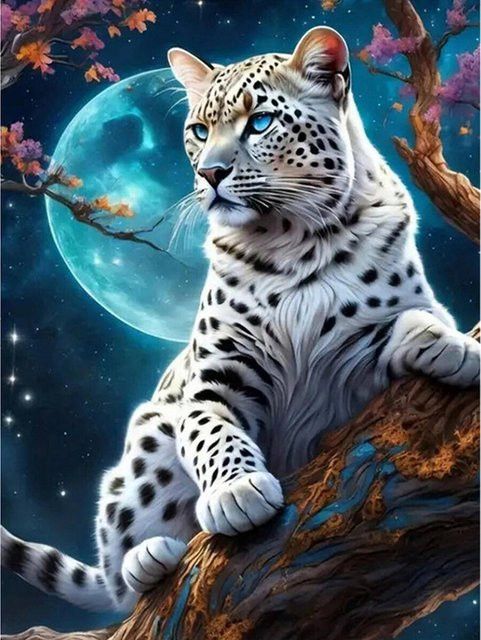 YUTTEE Diamantmalerei Set Leopard Mosaik DIY Muster mit runden Steinen für Erwachsene und Anfänger - Bild 1