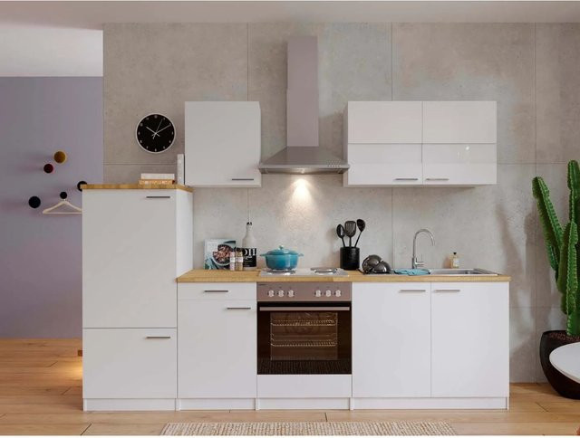 Respekta Küchenzeile in Weiß mit Glastüren und Soft-Close-Funktion, Breite: 270 cm - Bild 1