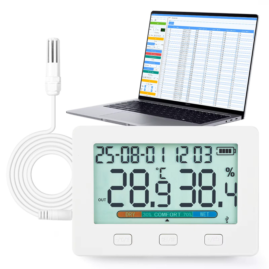 WEIRU TW21 USB Temperatur- und Feuchtigkeitsrekorder mit zwei Sensoren in Weiß - Bild 2