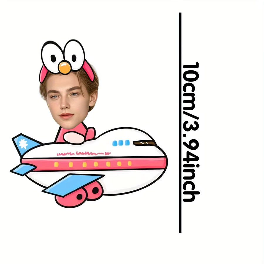 Personalisiertes Mini-Plüsch-Fotokissen in Flugzeugform mit individuellem Gesichtsdruck, mehrfarbig - Bild 3