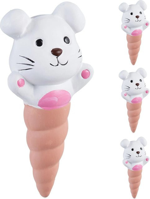 Relaxdays Tonkegel Hase aus Keramik in Bunt, 4er Set, B/T/H: 16,5 x 7,5 x 5,5 cm - Bild 1